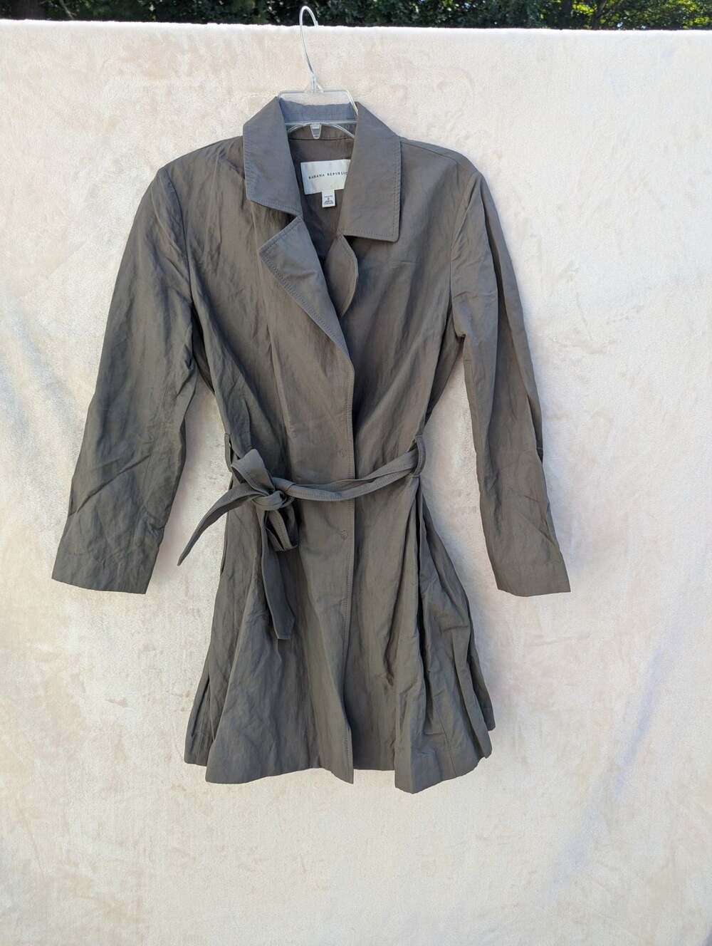 Banana Republic Gray Petite Small Trench Coat Jacket Belted